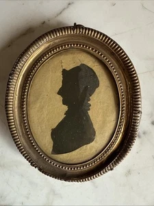 AD Antique Miniature Framed Silhouette of a Woman - Picture 1 of 5