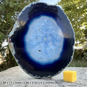 Blue Agate Slice A6 Mineral Crystal Genuine Display Specimen with COA - Picture 1 of 1