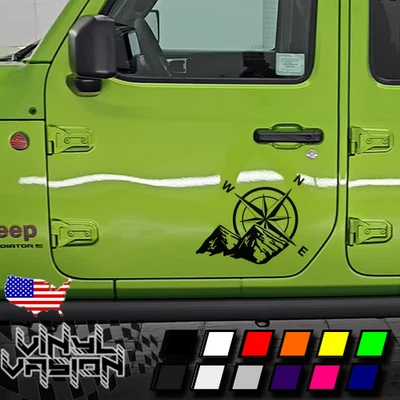 2x Door Mountains Compass for Jeep Wrangler JK TJ YJ Vinyl Decal Sticker Foto 1 de 3