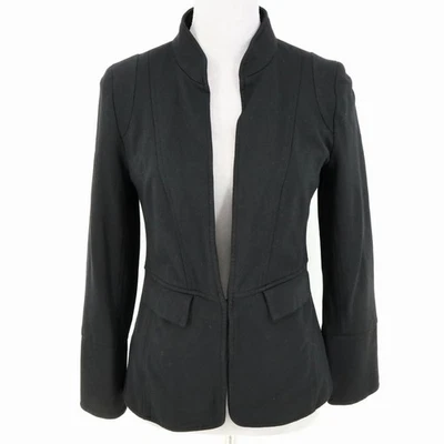 Chaqueta Chicos 00 Mujer 2 Negra Elastizada Tejida Forrada Bolsillo Gancho Ojo Blazer Carrera Foto 1 de 4