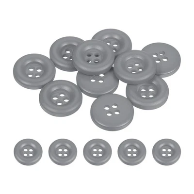10pcs Sewing Button 18mm 4 Holes Resin Round Crafting Buttons, Gray Foto 1 de 4