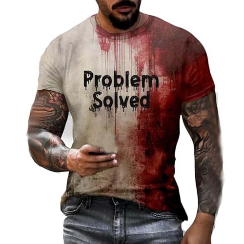 Maglietta Donna Halloween 'Problem Solved' Scollo A V - T-Shirt Con Macchie Di Sangue, Regalo Divertente