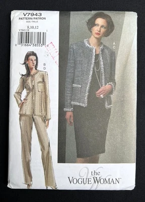 Vogue V7943 Misses Jacket, Skirt, Pants Vogue Woman 2004 Pattern size 8-12 Uncut - Image 1 of 3