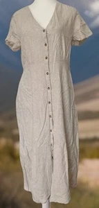 COTTON ON WOMENS DRESS~SIZE L~BUTTON UP~SHORT SLEEVE~COLLARLESS~LIGHTWEIGHT - Picture 1 of 6