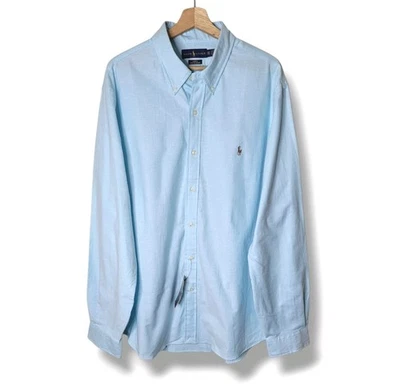 NWT Polo Ralph Lauren Slim Fit Stretch Oxford Shirt XXL Aegean Blue Flesh Pony - Image 1 of 4