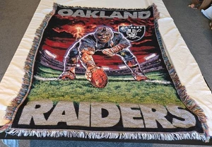 Vintage Oakland Raiders NFL 48x60 3 Point Stance Throw Blanket - Picture 1 of 5