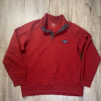 Sudadera acolchada LL Bean para hombre cuello falso roja grande regular a presión *AGUJERO Foto 1 de 4