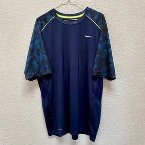 Nike Training T-Shirt Men’s XL Blue Camo Short Sleeve Fitness Work Out Tee Shirt - Picture 1 of 9