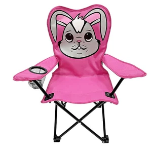 Kinder Campingstuhl Anglerstuhl Pink Getränkehalter + Tasche Motiv Hase - Bild 1 von 3
