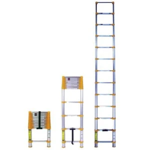 Aluminum 12.5FT Multi Purpose Telescopic Extension Ladder Compact Easy Storage - Picture 1 of 13