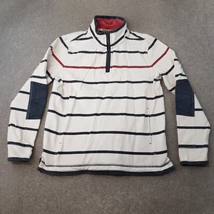 Fat Face Mens 1/4 Zip Jumper Medium White Blue Stripes Airlie Pullover Sweater - Picture 1 of 11
