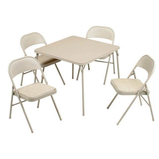 Meco Sudden Comfort Folding Dining Set - Beige, 5 Piece