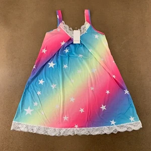 Ekouaer Women's Size Medium Rainbow Tie Dye Lace Trim Full Slip Nightgown NWT - Picture 1 of 10