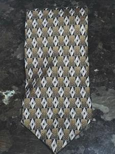 Mondo Seta Italy mens Tie silk brown black gray geometric shapes - Picture 1 of 4