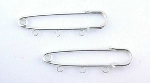 TWO 2 1/5 INCH  KILT PIN SILVER FINDING MOUNTING 3 LOOP CHARM CF88 - Picture 1 of 2