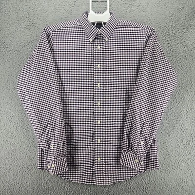 Brooks Brothers Fleece Women Large Button Up Long Sleeve Shirt Black White Plaid - Image 1 of 4