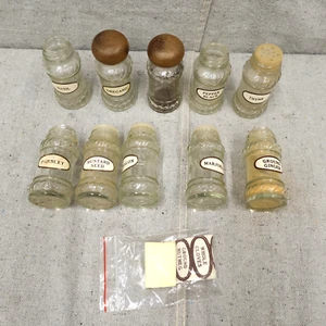 Tarros de especias transparentes de colección 10x reemplazos con tapa de madera etiquetas nuevas LEER - Imagen 1 de 5