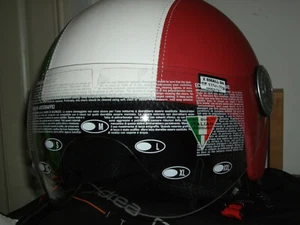 CASCO MOTO VERA PELLE VITELLO ANDREA CARDONE BANDIERA ITALIA VISIERA XS 54-56 - Imagen 1 de 12