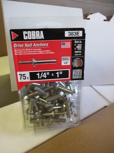 COBRA 383E 1/4-in x 1-in 1/4" X 1" DRIVE Nail Concrete BRICK Anchors 75-Pack F3 - Picture 1 of 4