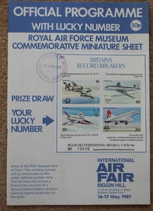 Biggin Hill Flugmesseprogramm 1981 mit limitierter Auflage Sondermarken Concorde - Bild 1 von 1