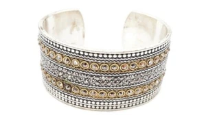 Lucky Brand Cuff Bracelet Silver Tone Crystal 6.5" - Picture 1 of 9