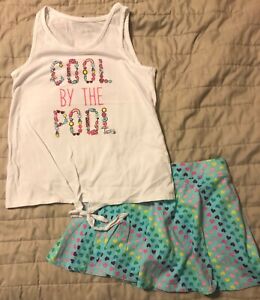 EUC Girls The Children's Place Cool by the Pool Shirt and Skirt Size L (10-12)