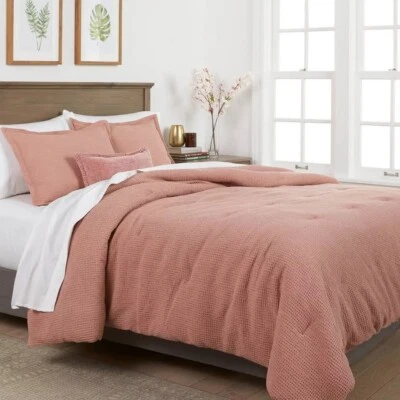 New Washed Waffle Weave Full/Queen Comforter and Sham Set Mauve/Pink - Threshold - Image 1 of 3