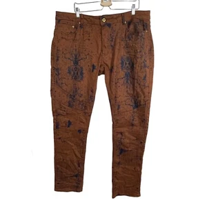 A. Tiziano Men's Size 42 Brown Blue Crackle Print Moto Pants - Picture 1 of 10