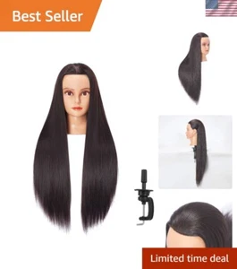 Stylish Black Hair Styling Training Head - 26-28 Inch Mannequin with Clamp Stand - Picture 1 of 7