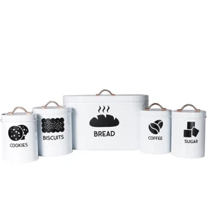 Container SET with Lid- For Bread, Biscuits, Sugar and Coffe - Picture 1 of 5
