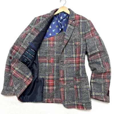 DIMATTIA Italy Sz 54 Fits US 42 Wool Alpaca Jacket Blazer Plaid Tweed Slim 44 - Image 1 of 4