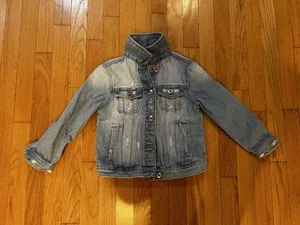 ZARA Girls Outerwear Collection Light Denim Jean Jacket Size 7 Distressed - Picture 1 of 12