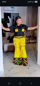 African Ankara 2piece Wide Leg Pants Set - Picture 1 of 2