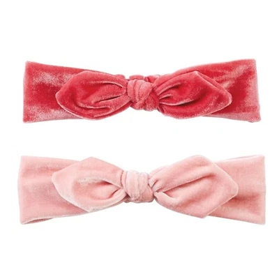 Mud Pie H9 女宝宝粉色天鹅绒蝴蝶结柔软发带 - 10160011 选择颜色 — 第 1/2 张图片