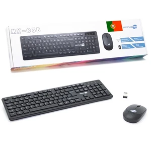 Kit Mouse And Keyboard Wireless Qwerty Layout Portuguese PT Black M&K Portugal_ - Picture 1 of 6