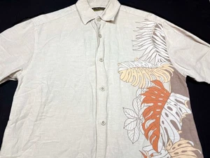 Cubavera Mens Lounge Button Short Sleeve Beige Linen Cotton Shirt Small S - Picture 1 of 4