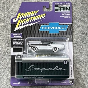 1958 CHEVROLET IMPALA 2025 JOHNNY JL WHITE LIGHTNING STORAGE TIN 2 B CHASE - Picture 1 of 5