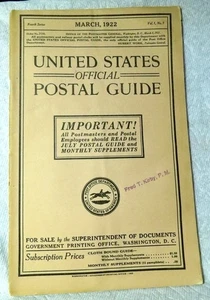 Collectible United States Official Postal Guide March 1922 - Picture 1 of 5