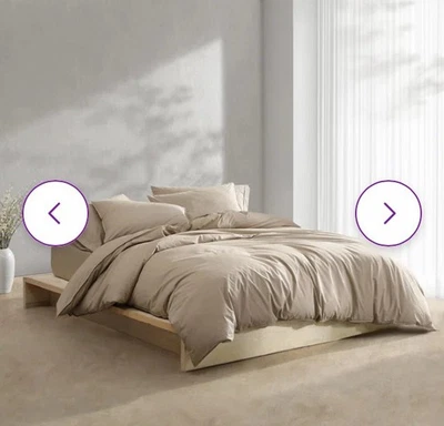 Calvin Klein Queen 3-Pce. Duvet Cover Set Washed Percale Cp. $87 Lt. Camel - Image 1 of 2