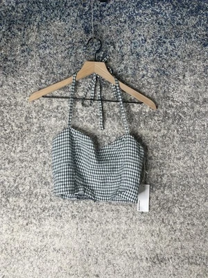Top Reformation Mujer Pequeño Verde Blanco Guinga Jada Lino Halter Crop Bustier Foto 1 de 4