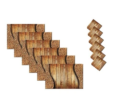 Wooden Print Dining Table Place Mats With Coaster pack Of 6 US - Image 1 of 3