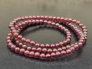 Top Grade Untreated Almadine Garnet Beads Bracelet 4.4mm - Picture 1 of 7