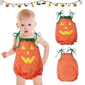 Baby Girl Boy Halloween Outfit Sleeveless Pumpkin Romper Jumpsuit Cute Clo D4P7 - Picture 1 of 19