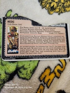 Tarjeta de archivo coleccionable vintage GI Joe 1983 Doc - Imagen 1 de 1