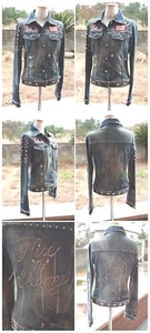 SUPER RARE AUTH HYSTERICS BY HYSTERIC GLAMOUR WOMENS HEAVY STUDDED CUSTOM JACKET - Picture 1 of 12