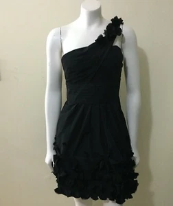 BCBGMaxazria Dress Women's Sz 6P Black Quinby One Shoulder Cocktail $398 - Picture 1 of 10