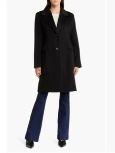 Fleurette Reed italienischer Wollmantel schwarz Damengröße 12 Jacke NEU $ 1.098 - Bild 1 von 15