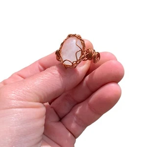 Anello fascia intrecciata filo rame cristallo quarzo trasparente gioielli fatti a mano misura 10 - Foto 1 di 10