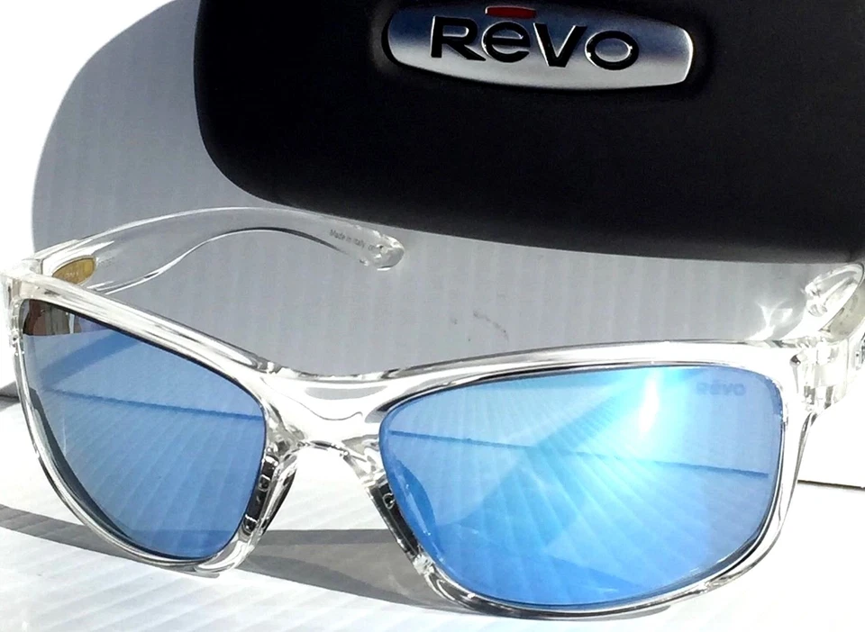 NUEVO* ARNÉS REVO TRANSPARENTE con lente de agua azul polarizada gafas de sol RE 4071 09 BL Foto 1 de 4