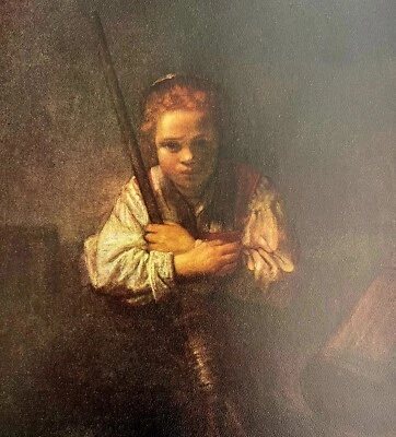 Rembrandt 1944 Girl With a Broom Color Plate Phaidon Dutch Art Print DWU10 - Image 1 of 2